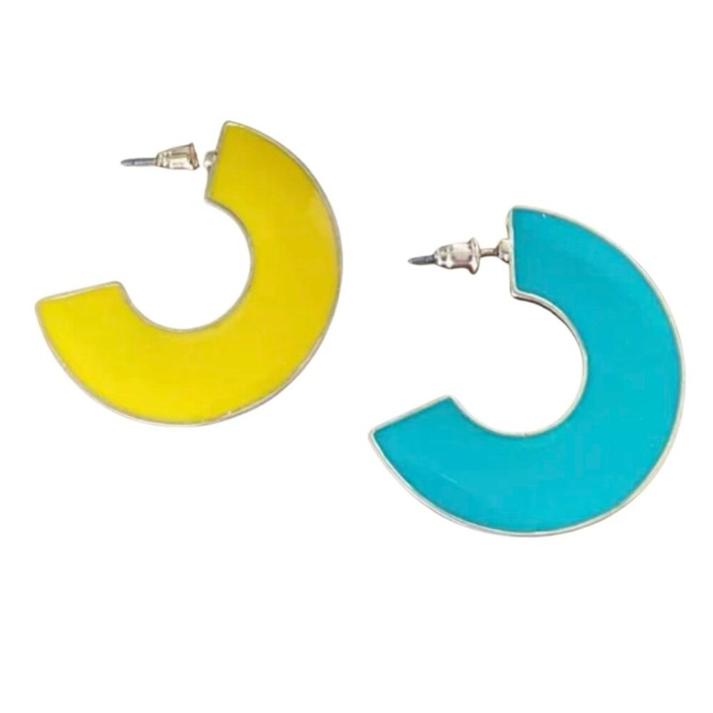 Influence Yellow/Teal Hoop Earrings